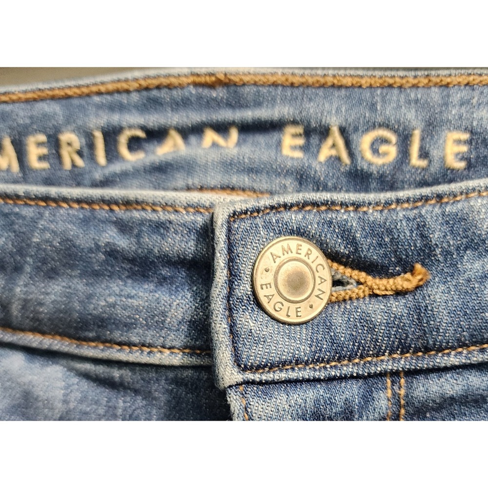 American Eagle Outfitters Womens Low Rise Flare Jeans Blue Floral Size 18 Long - Picture 3 of 11